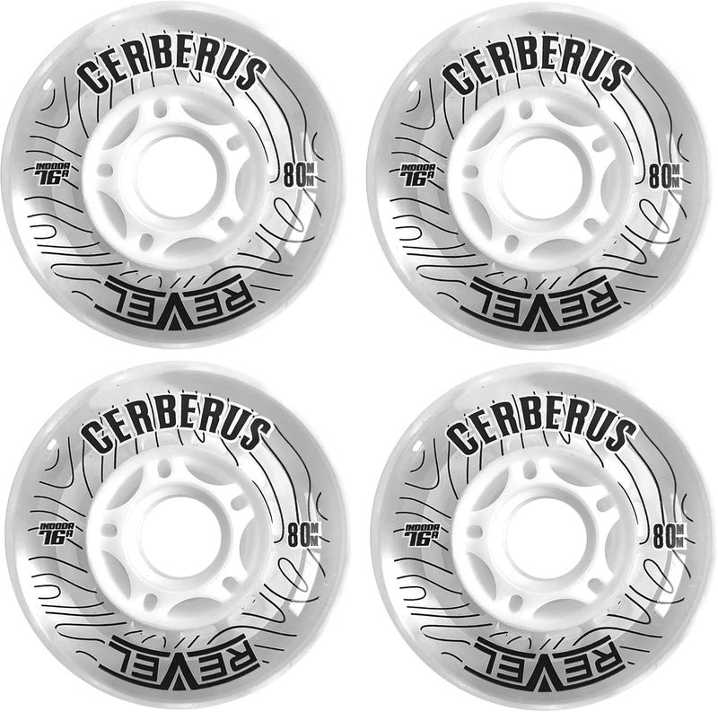 Alkali Revel Clear Indoor Soft 76A Roller Inline Hockey Wheels - 59mm, 68mm, 72mm, 76mm & 80mm Hi-Lo 4-Pack - Image 1